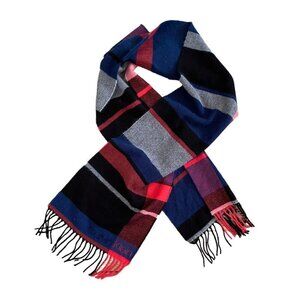 Calvin Klein Womens Hot Pink Navy‎ Blue Black Plaid Scarf Colorblock Soft Scarve